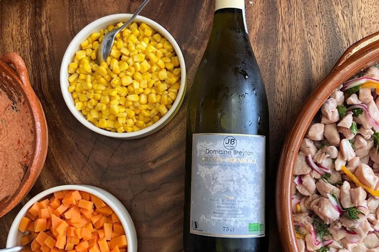 Domaine Breyton con Ceviche Peruano